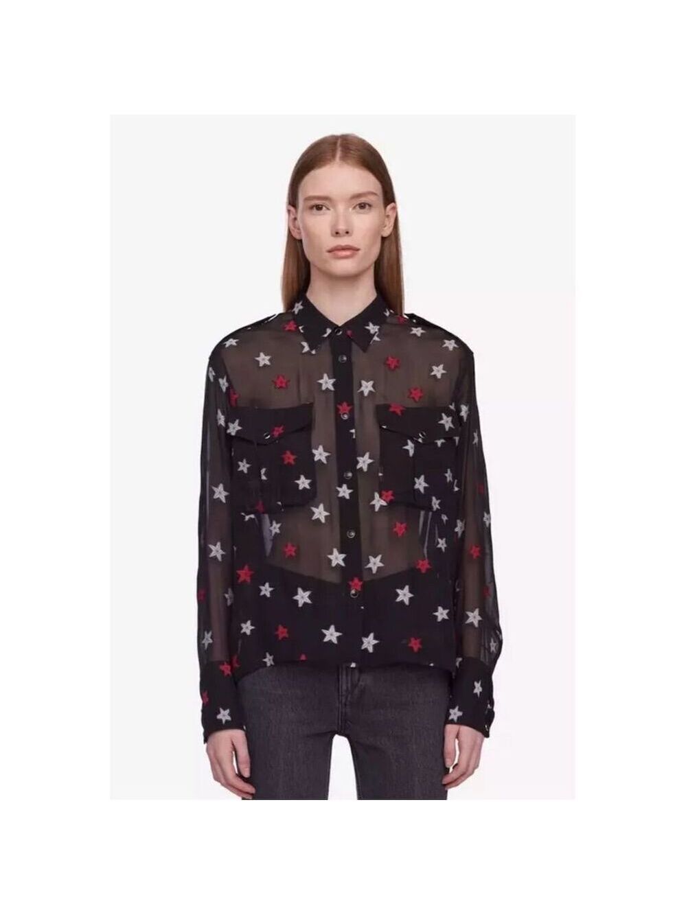 Rag & Bone Women's Black Collared Long Sleeve Blouse Size M - Picture 2 of 6